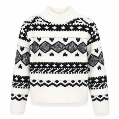 Kids Accademy Girls White Fair Isle Knit Pullover Jumper 9-10 Years