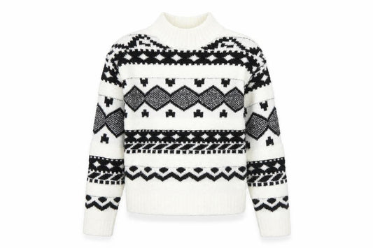 Front view of Kids Accademy girls’ white fair isle knit jumper 9-10 years