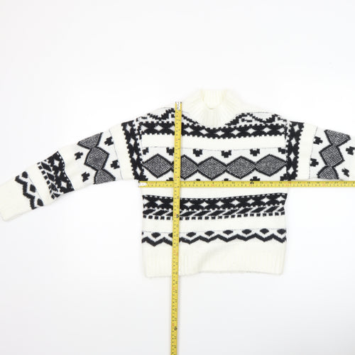 Kids Accademy Girls White Fair Isle Knit Pullover Jumper 9-10 Years