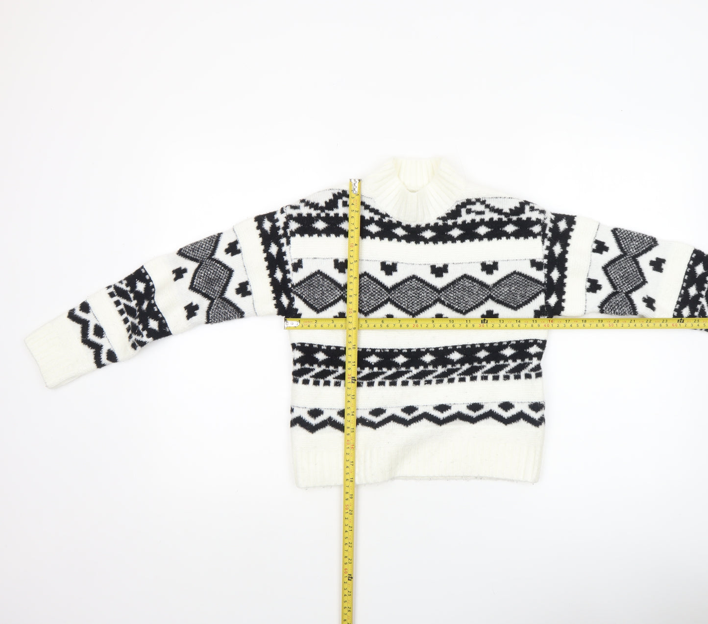 Kids Accademy Girls White Fair Isle Knit Pullover Jumper 9-10 Years