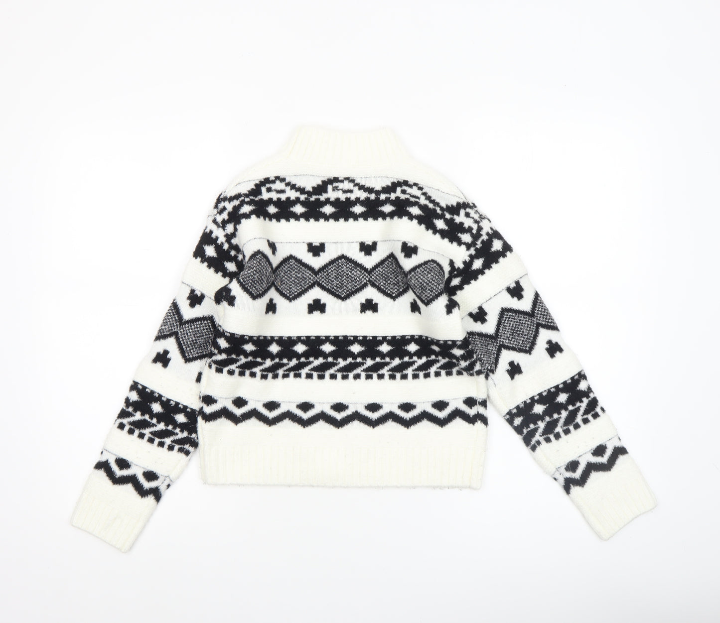Kids Accademy Girls White Fair Isle Knit Pullover Jumper 9-10 Years