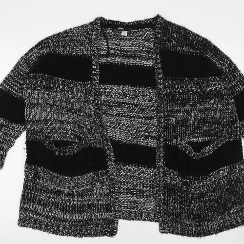 BDG Women's Black Chunky Knit Striped Open Cardigan Size S