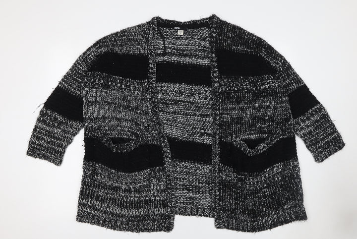 BDG Women's Black Chunky Knit Striped Open Cardigan Size S