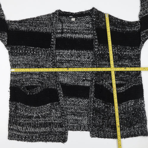 BDG Women's Black Chunky Knit Striped Open Cardigan Size S