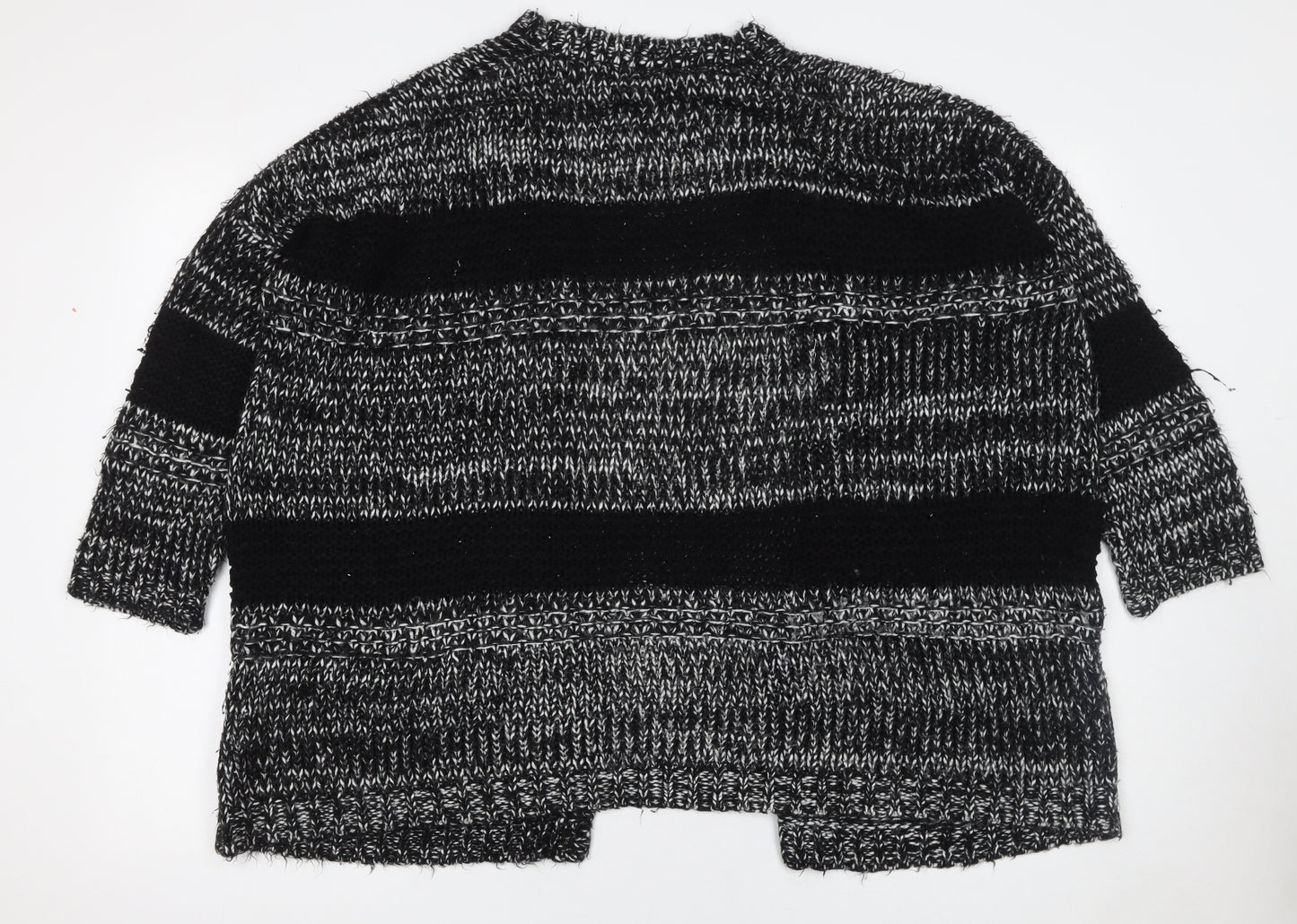 BDG Women's Black Chunky Knit Striped Open Cardigan Size S