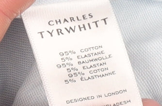 Charles Tyrwhitt Men's Blue Slim Fit Non-Iron Dress Shirt Large