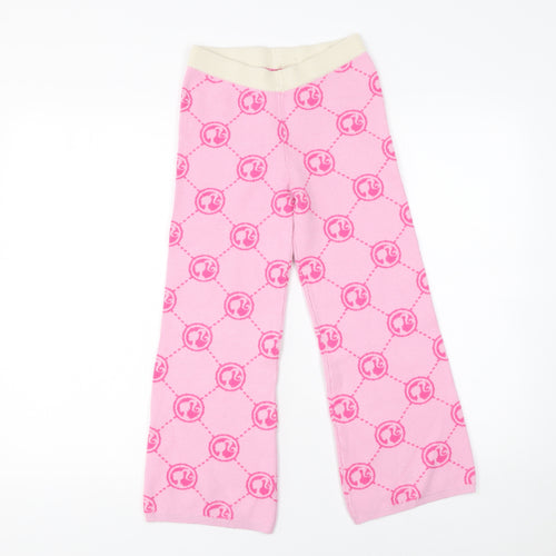 V by Very Girls Pink Knit Logo Trousers 8-9 Years Stretch Viscose Blend