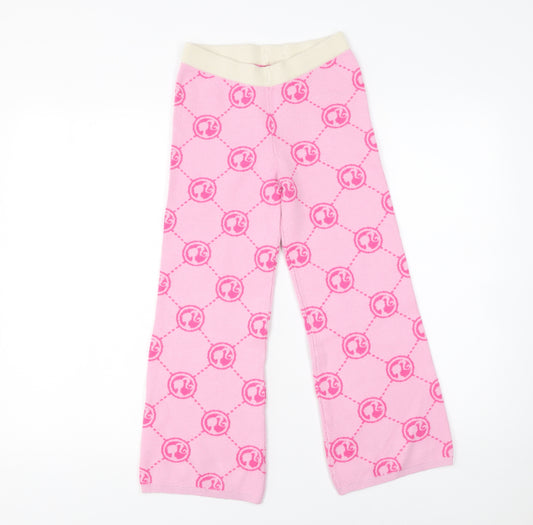 V by Very Girls Pink Knit Logo Trousers 8-9 Years Stretch Viscose Blend