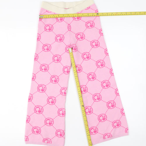 V by Very Girls Pink Knit Logo Trousers 8-9 Years Stretch Viscose Blend