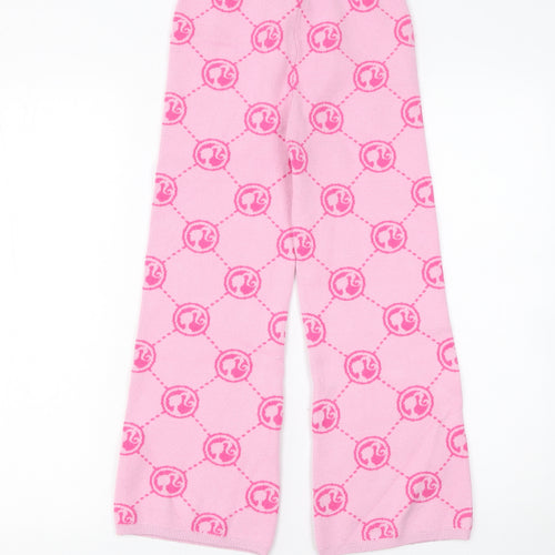 V by Very Girls Pink Knit Logo Trousers 8-9 Years Stretch Viscose Blend