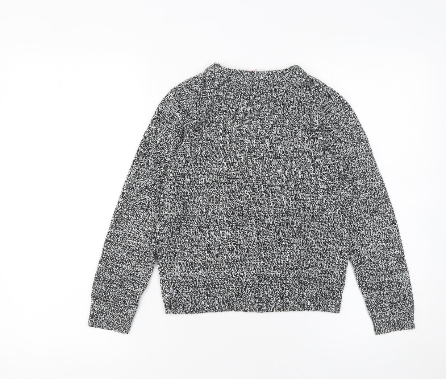 Lily & Dan Boys Grey Christmas Snowman Jumper 7-8 Years Acrylic Knit