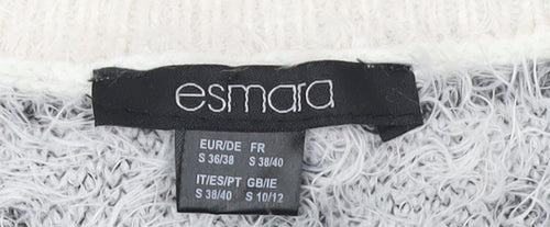 Esmara Women’s White Aztec Knit Long Sleeve Pullover Jumper Size 10/12
