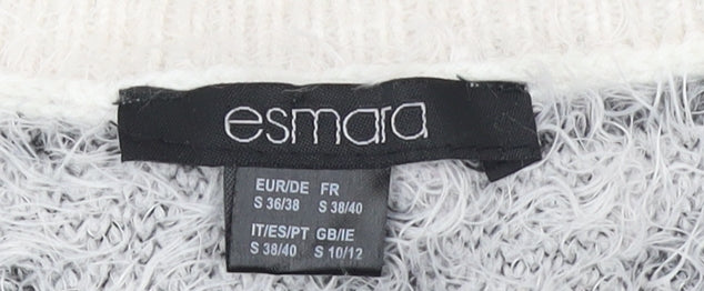 Esmara Women’s White Aztec Knit Long Sleeve Pullover Jumper Size 10/12