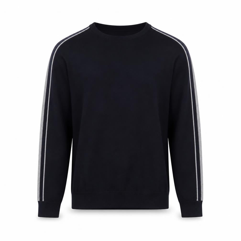 Front view of Remus Uomo Men's Blue Merino Wool Blend Crew Neck Jumper M