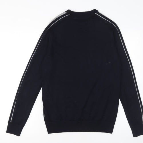 Remus Uomo Men's Blue Merino Wool Blend Crew Neck Jumper M