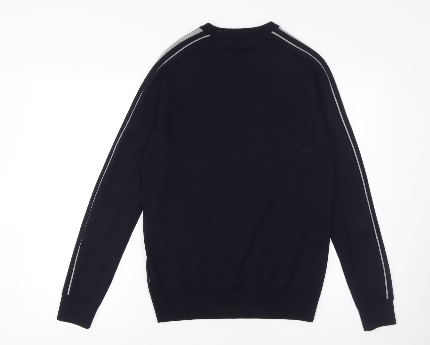 Remus Uomo Men's Blue Merino Wool Blend Crew Neck Jumper M