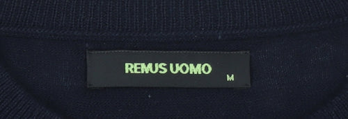 Remus Uomo Men's Blue Merino Wool Blend Crew Neck Jumper M