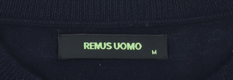 Remus Uomo Men's Blue Merino Wool Blend Crew Neck Jumper M