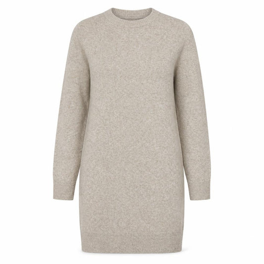 Front view of Vero Moda Women's Beige Knit Jumper Dress Medium