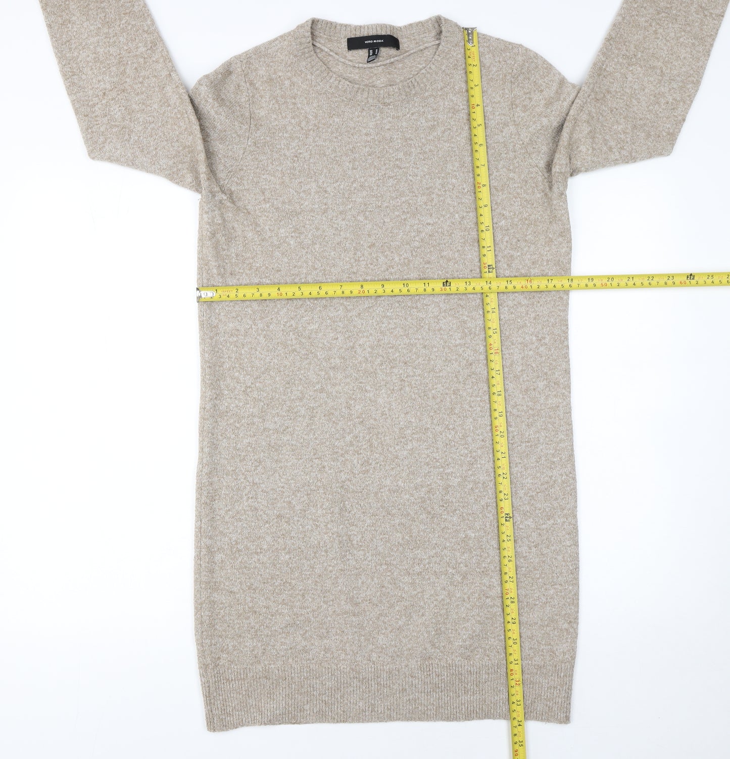 Vero Moda Women's Beige Knit Jumper Dress Medium