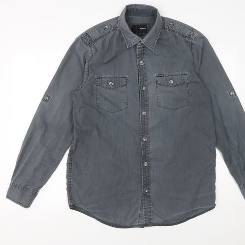 Hurley Men’s Grey Button-Up Long Sleeve Casual Shirt Size M