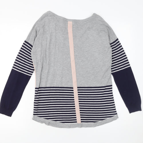 Oasis Womens Multicoloured Striped Boat Neck Jumper Size S