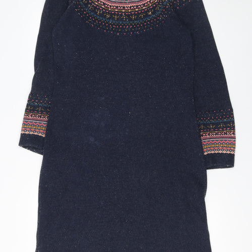 Brakeburn Womens Blue Fair Isle Knit Sweater Dress Size 12