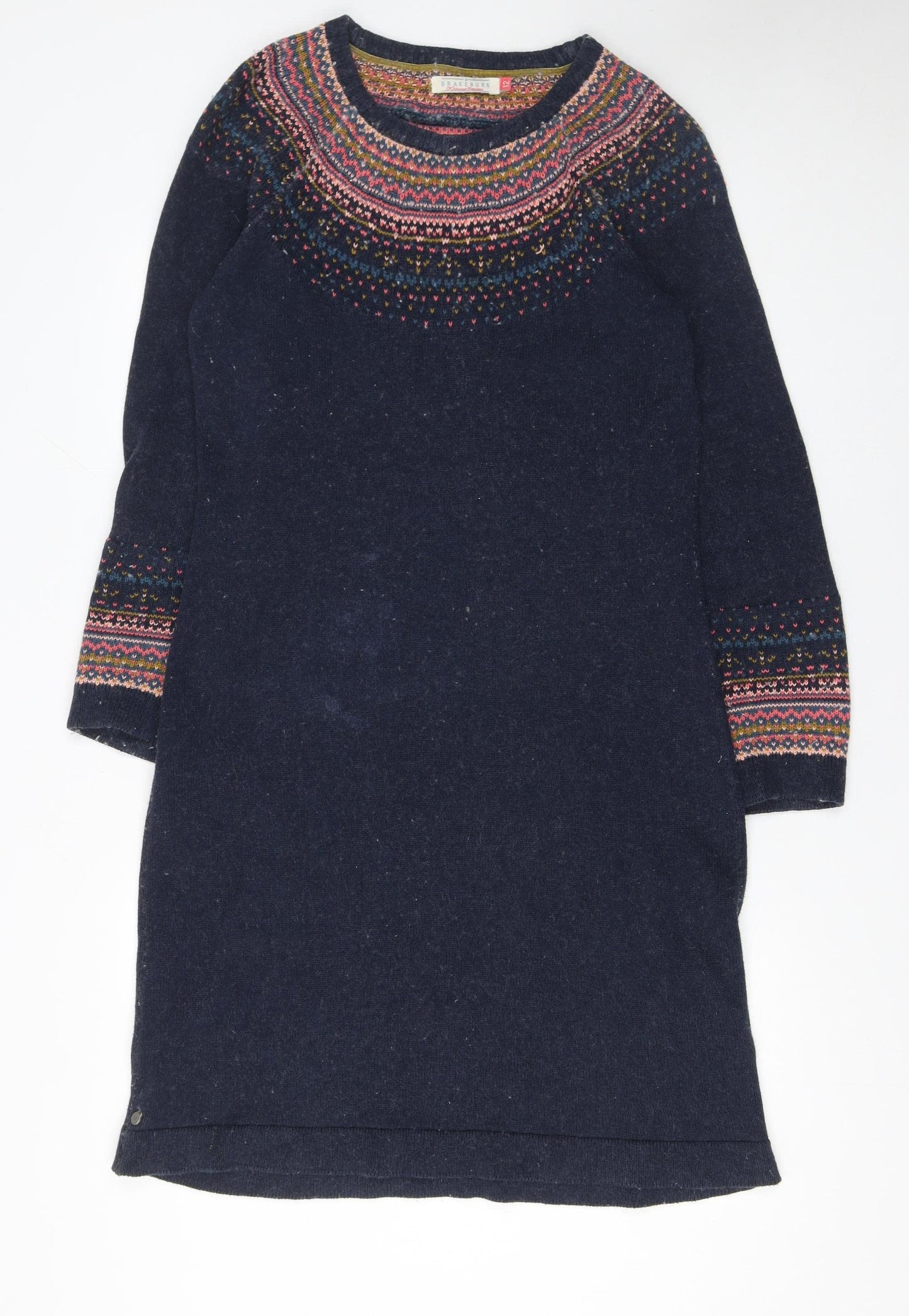 Brakeburn Womens Blue Fair Isle Knit Sweater Dress Size 12
