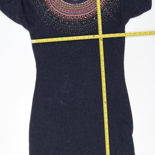 Brakeburn Womens Blue Fair Isle Knit Sweater Dress Size 12