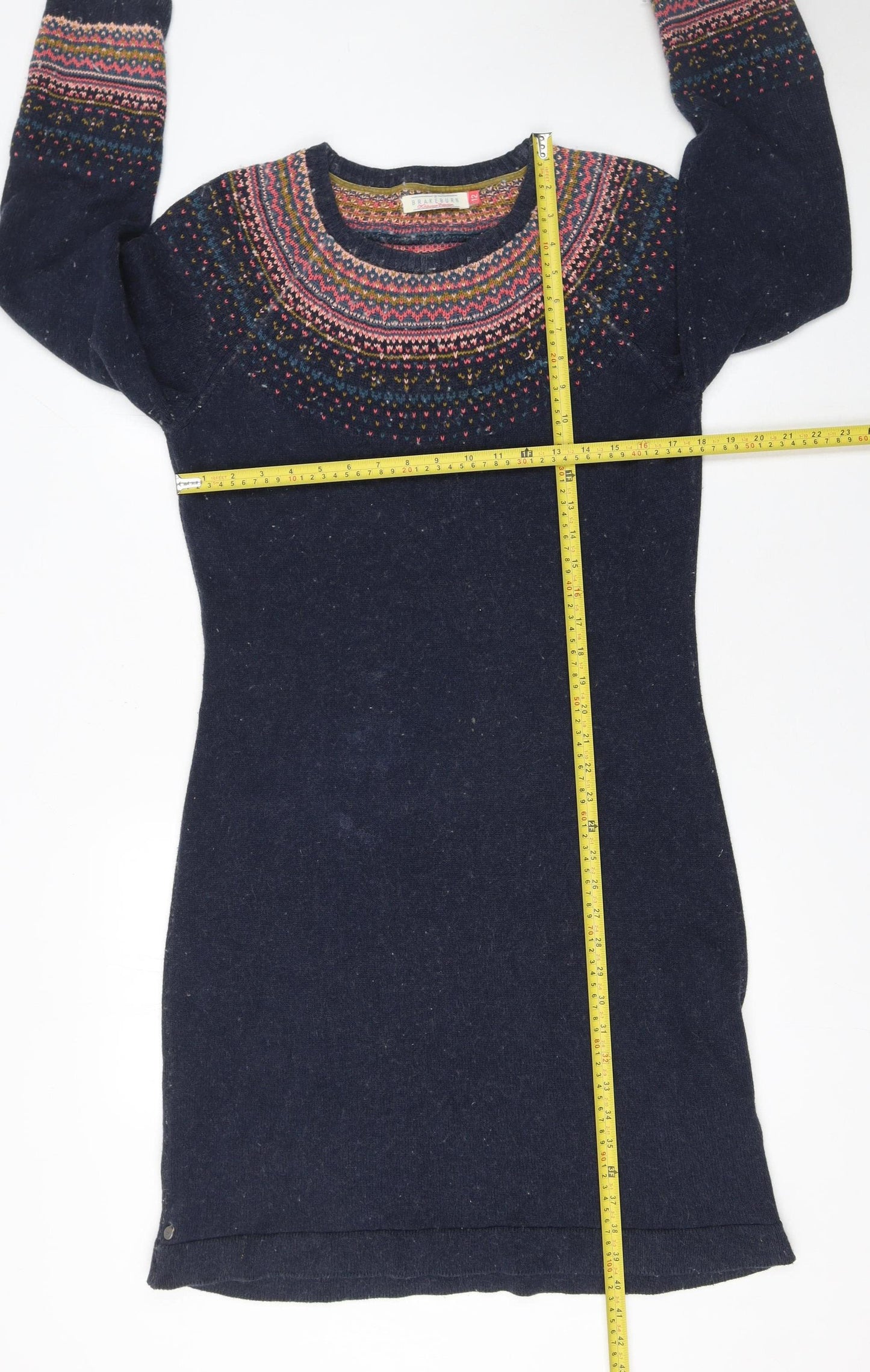 Brakeburn Womens Blue Fair Isle Knit Sweater Dress Size 12