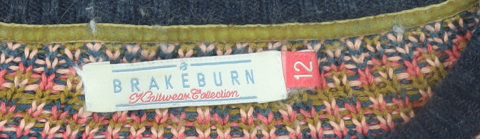 Brakeburn Womens Blue Fair Isle Knit Sweater Dress Size 12