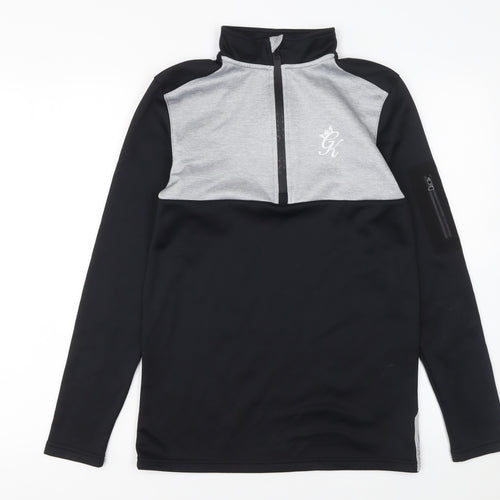 GymKing Men’s Black XS Half Zip Sports Sweatshirt Slim Fit Top