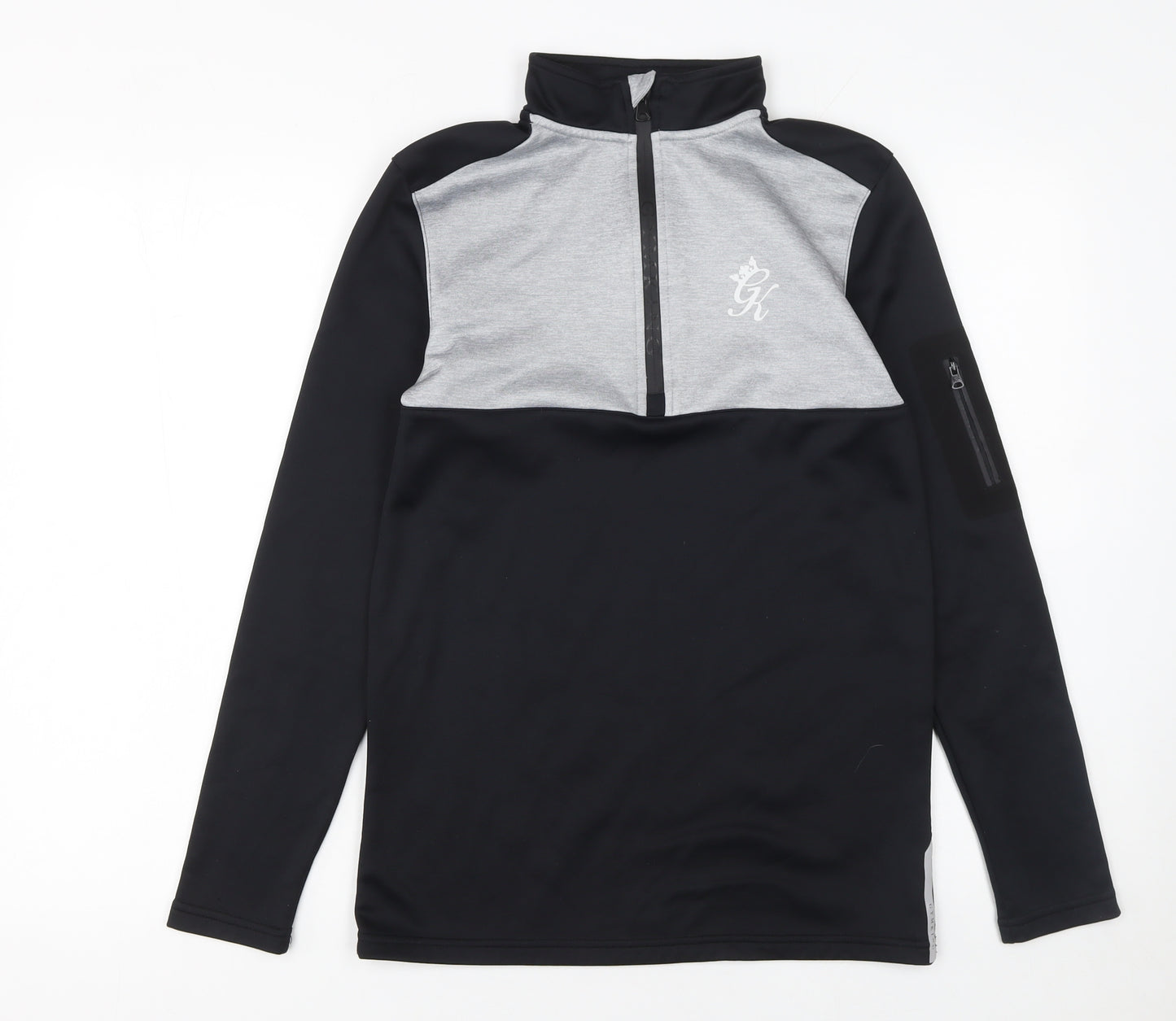 GymKing Men’s Black XS Half Zip Sports Sweatshirt Slim Fit Top
