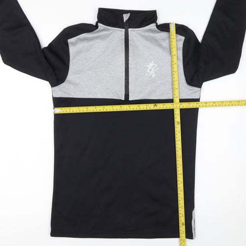 GymKing Men’s Black XS Half Zip Sports Sweatshirt Slim Fit Top