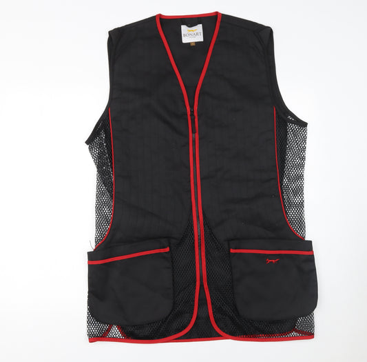 Bonart Men's Black XL Shooting Waistcoat with Red Trim and Pockets
