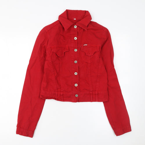 Sponge Women's Red Cotton Cropped Button Jacket Size M
