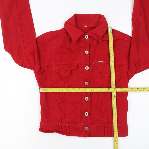 Sponge Women's Red Cotton Cropped Button Jacket Size M