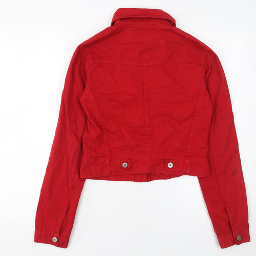 Sponge Women's Red Cotton Cropped Button Jacket Size M