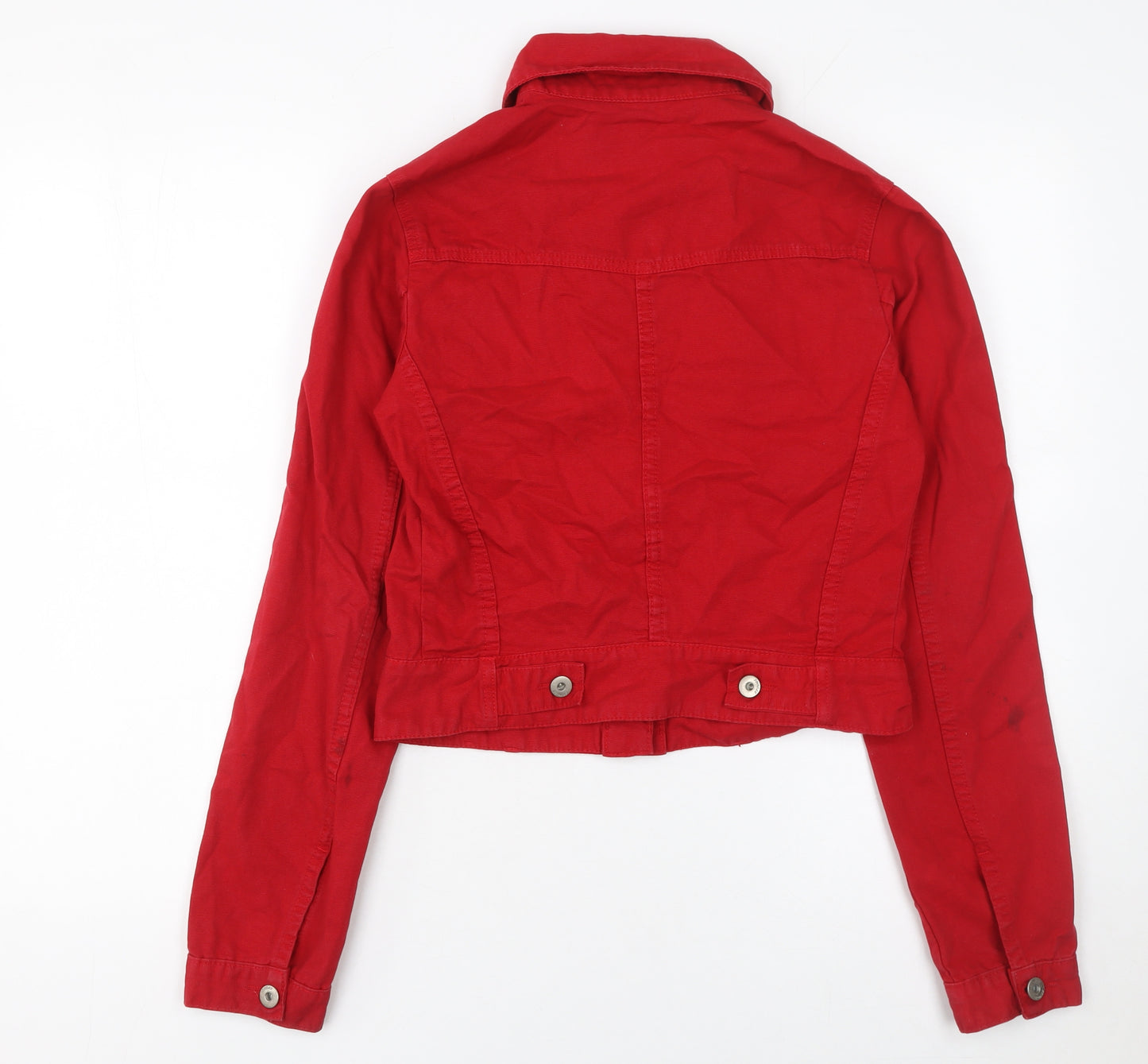 Sponge Women's Red Cotton Cropped Button Jacket Size M