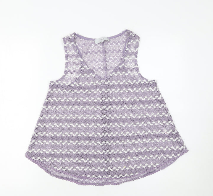 Next Women Purple Knit Camisole Tank Top Size 6 V-Neck Sleeveless