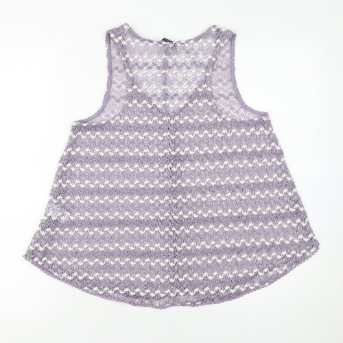 Next Women Purple Knit Camisole Tank Top Size 6 V-Neck Sleeveless
