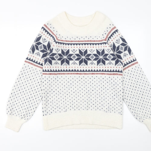 Abercrombie & Fitch Womens Ivory Fair Isle Knit Jumper Size S