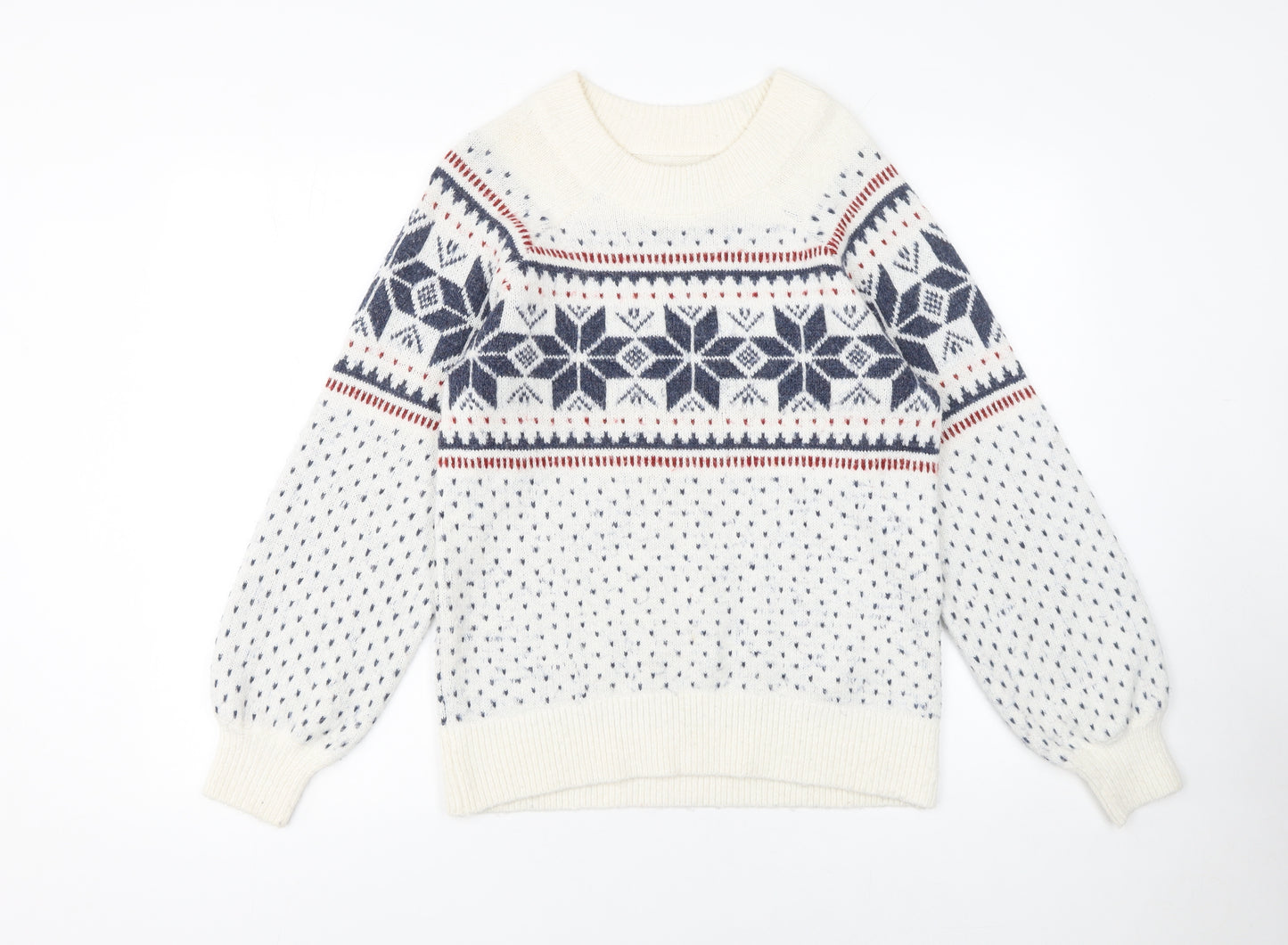 Abercrombie & Fitch Womens Ivory Fair Isle Knit Jumper Size S
