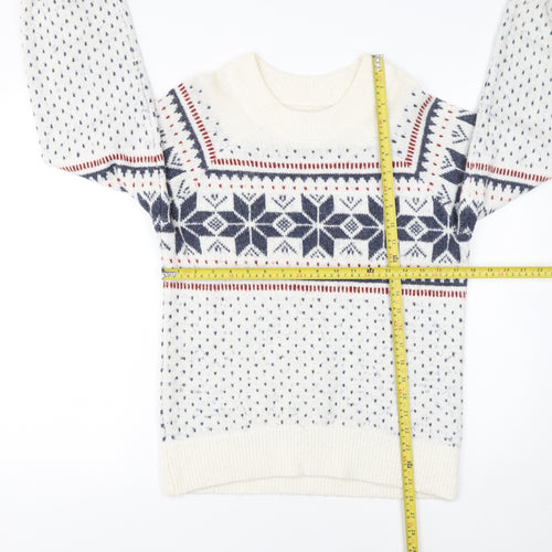 Abercrombie & Fitch Womens Ivory Fair Isle Knit Jumper Size S