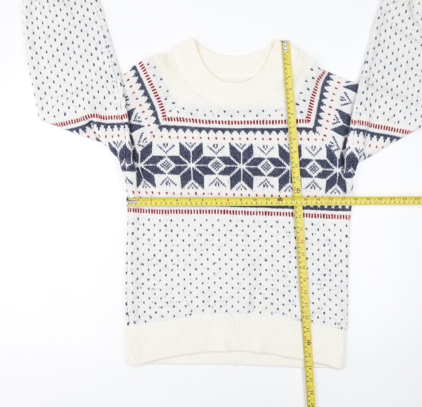 Abercrombie & Fitch Womens Ivory Fair Isle Knit Jumper Size S