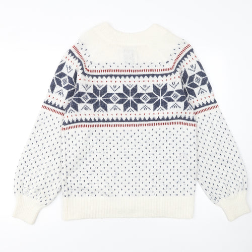 Abercrombie & Fitch Womens Ivory Fair Isle Knit Jumper Size S