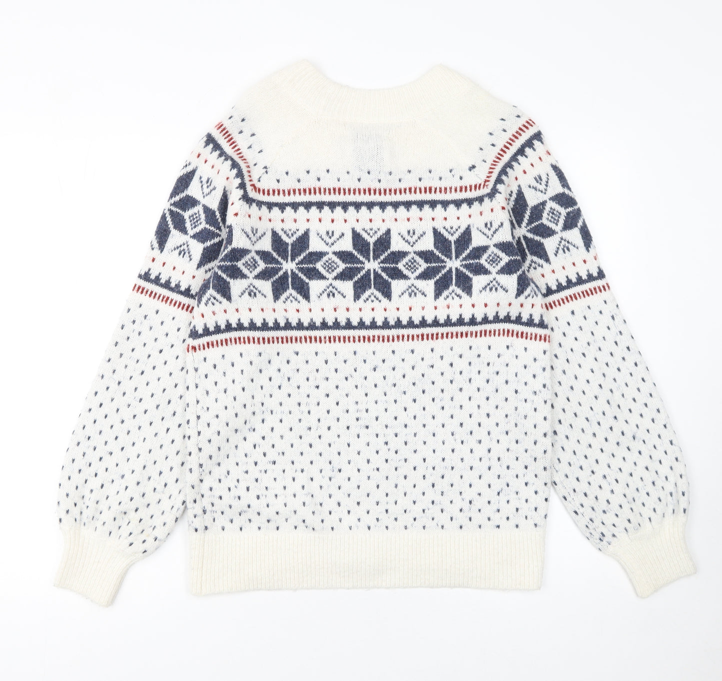 Abercrombie & Fitch Womens Ivory Fair Isle Knit Jumper Size S