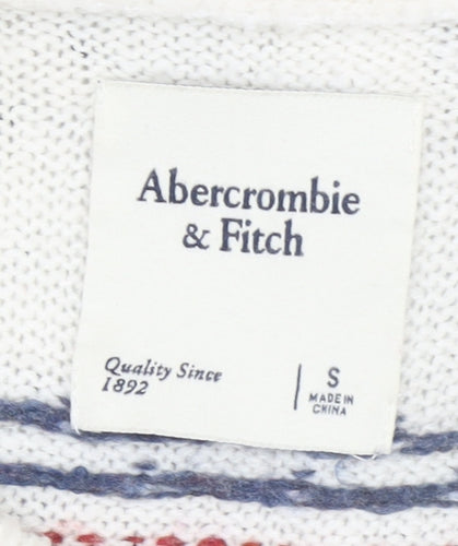 Abercrombie & Fitch Womens Ivory Fair Isle Knit Jumper Size S