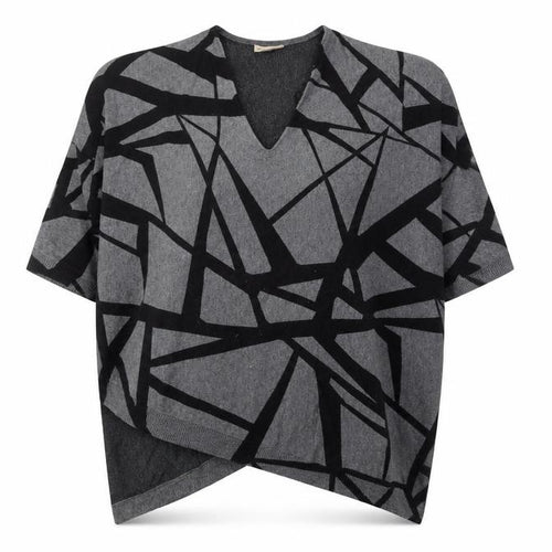Phase Eight Women’s Grey Geometric Knit Poncho Jumper Size L