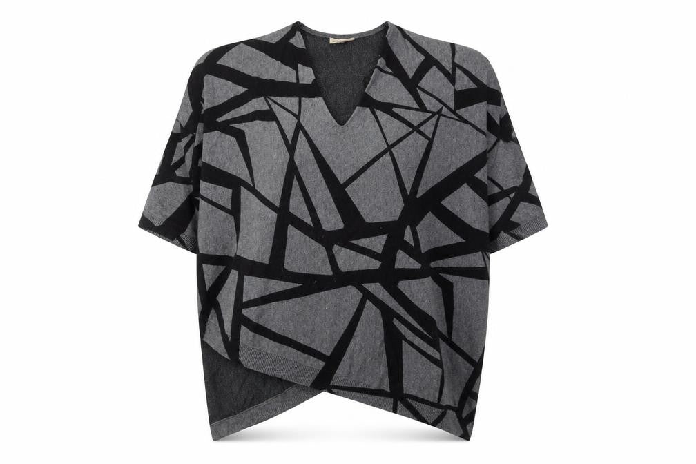 Phase Eight Women’s Grey Geometric Knit Poncho Jumper Size L